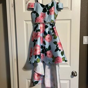 Rare Editions Blue and Pink Floral Kids Dress